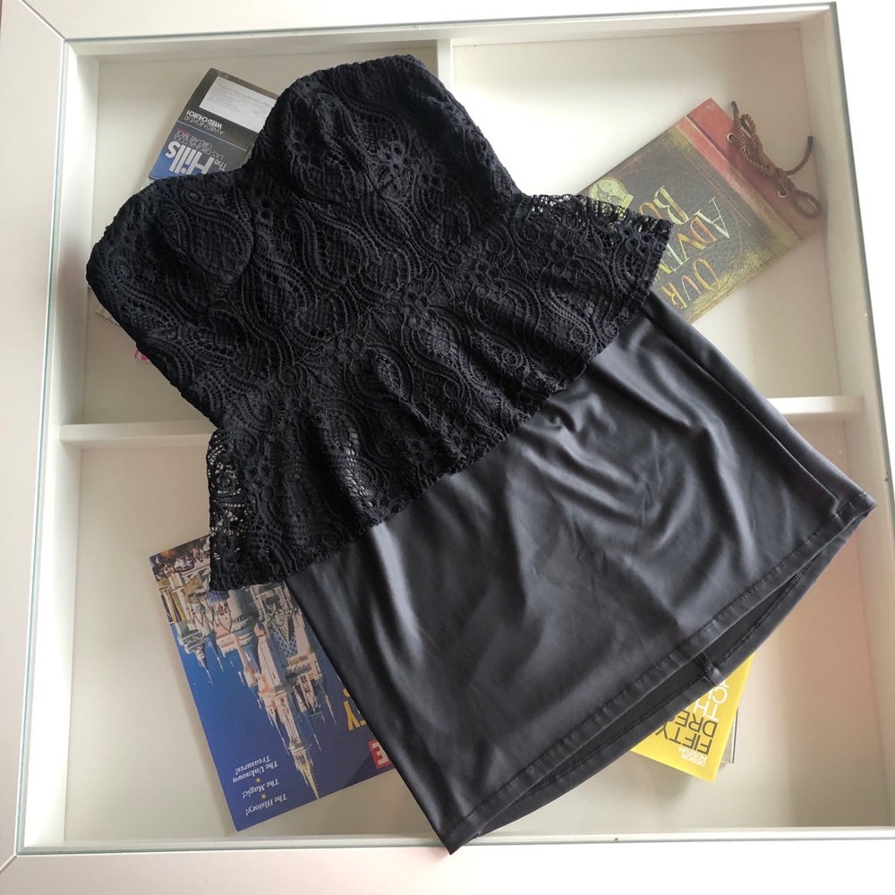 Gently Used Black Mini Dress with Lace Preplum